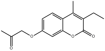 3-ethyl-4-methyl-7-(2-oxopropoxy)chromen-2-one Struktur
