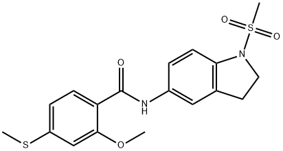 2-methoxy-4-methylsulfanyl-N-(1-methylsulfonyl-2,3-dihydroindol-5-yl)benzamide 化学構造式