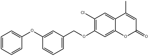 6-chloro-4-methyl-7-[(3-phenoxyphenyl)methoxy]chromen-2-one 结构式