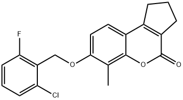 7-[(2-chloro-6-fluorophenyl)methoxy]-6-methyl-2,3-dihydro-1H-cyclopenta[c]chromen-4-one 结构式