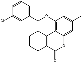 1-[(3-chlorophenyl)methoxy]-3-methyl-7,8,9,10-tetrahydrobenzo[c]chromen-6-one Structure