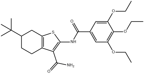 6-tert-butyl-2-[(3,4,5-triethoxybenzoyl)amino]-4,5,6,7-tetrahydro-1-benzothiophene-3-carboxamide Structure