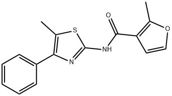 2-methyl-N-(5-methyl-4-phenyl-1,3-thiazol-2-yl)furan-3-carboxamide 化学構造式