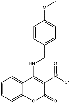 4-[(4-methoxyphenyl)methylamino]-3-nitrochromen-2-one Structure