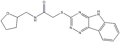 N-(oxolan-2-ylmethyl)-2-(5H-[1,2,4]triazino[5,6-b]indol-3-ylsulfanyl)acetamide 化学構造式