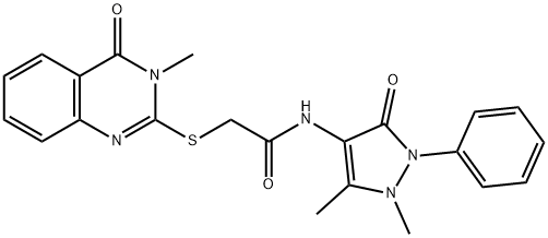 N-(1,5-dimethyl-3-oxo-2-phenylpyrazol-4-yl)-2-(3-methyl-4-oxoquinazolin-2-yl)sulfanylacetamide 结构式