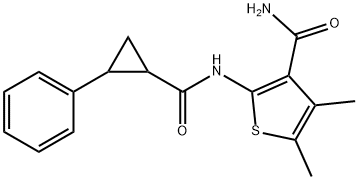 4,5-dimethyl-2-[(2-phenylcyclopropanecarbonyl)amino]thiophene-3-carboxamide Structure