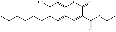 ethyl 6-hexyl-7-hydroxy-2-oxochromene-3-carboxylate 结构式