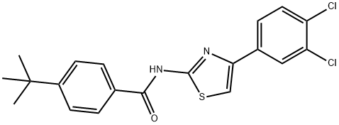 4-tert-butyl-N-[4-(3,4-dichlorophenyl)-1,3-thiazol-2-yl]benzamide 化学構造式