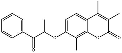 3,4,8-trimethyl-7-(1-oxo-1-phenylpropan-2-yl)oxychromen-2-one 化学構造式