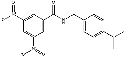 3,5-dinitro-N-[(4-propan-2-ylphenyl)methyl]benzamide,328031-07-8,结构式