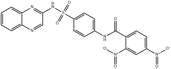 2,4-dinitro-N-[4-(quinoxalin-2-ylsulfamoyl)phenyl]benzamide 化学構造式