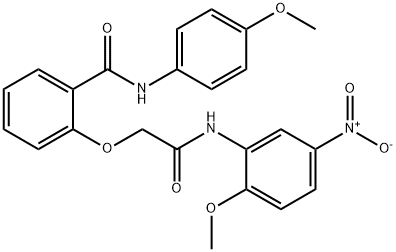 2-[2-(2-methoxy-5-nitroanilino)-2-oxoethoxy]-N-(4-methoxyphenyl)benzamide Struktur