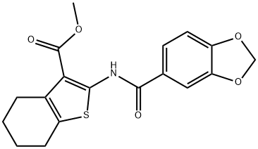 methyl 2-(1,3-benzodioxole-5-carbonylamino)-4,5,6,7-tetrahydro-1-benzothiophene-3-carboxylate Structure