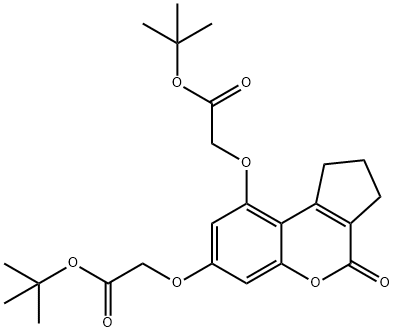 tert-butyl 2-[[9-[2-[(2-methylpropan-2-yl)oxy]-2-oxoethoxy]-4-oxo-2,3-dihydro-1H-cyclopenta[c]chromen-7-yl]oxy]acetate 结构式