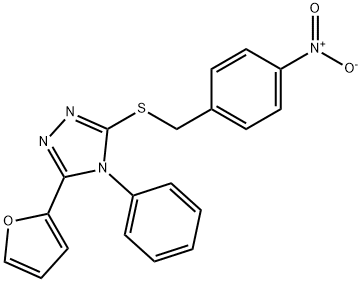 3-(furan-2-yl)-5-[(4-nitrophenyl)methylsulfanyl]-4-phenyl-1,2,4-triazole 化学構造式