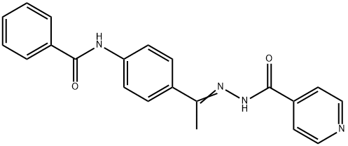 N-[(E)-1-(4-benzamidophenyl)ethylideneamino]pyridine-4-carboxamide 化学構造式
