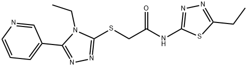 2-[(4-ethyl-5-pyridin-3-yl-1,2,4-triazol-3-yl)sulfanyl]-N-(5-ethyl-1,3,4-thiadiazol-2-yl)acetamide Structure