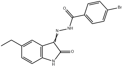 4-bromo-N'-(5-ethyl-2-oxoindol-3-yl)benzohydrazide,341014-66-2,结构式