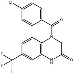 4-(4-chlorobenzoyl)-7-(trifluoromethyl)-1,3-dihydroquinoxalin-2-one 化学構造式