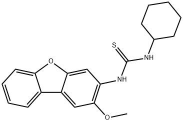 1-cyclohexyl-3-(2-methoxydibenzofuran-3-yl)thiourea Struktur