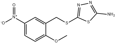 2-アミノ-5-(2-メトキシ-5-ニトロベンジルチオ)-1,3,4-チアジアゾール 化学構造式