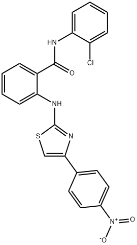 N-(2-chlorophenyl)-2-[[4-(4-nitrophenyl)-1,3-thiazol-2-yl]amino]benzamide 化学構造式