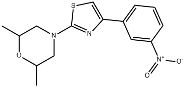 2,6-dimethyl-4-[4-(3-nitrophenyl)-1,3-thiazol-2-yl]morpholine 化学構造式