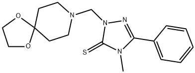 2-(1,4-dioxa-8-azaspiro[4.5]decan-8-ylmethyl)-4-methyl-5-phenyl-1,2,4-triazole-3-thione Structure