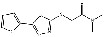 2-[[5-(furan-2-yl)-1,3,4-oxadiazol-2-yl]sulfanyl]-N,N-dimethylacetamide 化学構造式