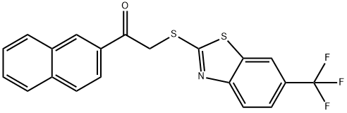 1-naphthalen-2-yl-2-[[6-(trifluoromethyl)-1,3-benzothiazol-2-yl]sulfanyl]ethanone Structure