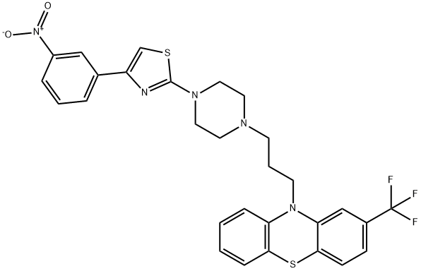 10-[3-[4-[4-(3-nitrophenyl)-1,3-thiazol-2-yl]piperazin-1-yl]propyl]-2-(trifluoromethyl)phenothiazine Struktur