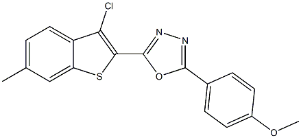 2-(3-chloro-6-methyl-1-benzothiophen-2-yl)-5-(4-methoxyphenyl)-1,3,4-oxadiazole Structure