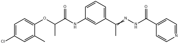 N-[(E)-1-[3-[2-(4-chloro-2-methylphenoxy)propanoylamino]phenyl]ethylideneamino]pyridine-4-carboxamide Structure