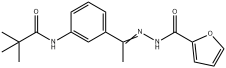 N-[(Z)-1-[3-(2,2-dimethylpropanoylamino)phenyl]ethylideneamino]furan-2-carboxamide 化学構造式