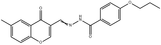 N-[(E)-(6-methyl-4-oxochromen-3-yl)methylideneamino]-4-propoxybenzamide,351155-70-9,结构式