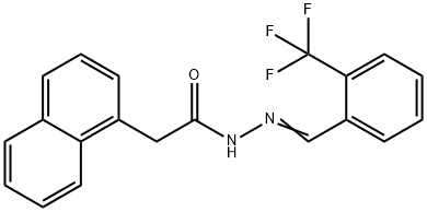 2-naphthalen-1-yl-N-[(E)-[2-(trifluoromethyl)phenyl]methylideneamino]acetamide 化学構造式