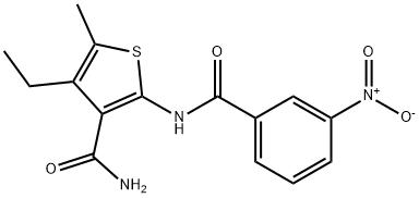 4-ethyl-5-methyl-2-[(3-nitrobenzoyl)amino]thiophene-3-carboxamide 结构式