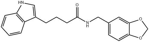 N-(1,3-苯并二氧杂环戊烯-5-基甲基)-4-(1H-吲哚-3-基)丁酰胺, 353522-37-9, 结构式