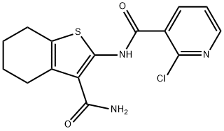 N-(3-carbamoyl-4,5,6,7-tetrahydro-1-benzothiophen-2-yl)-2-chloropyridine-3-carboxamide 化学構造式