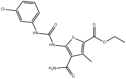 ethyl 4-carbamoyl-5-[(3-chlorophenyl)carbamoylamino]-3-methylthiophene-2-carboxylate Structure