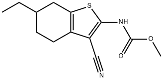 methyl N-(3-cyano-6-ethyl-4,5,6,7-tetrahydro-1-benzothiophen-2-yl)carbamate 化学構造式