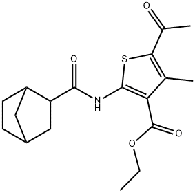 ethyl 5-acetyl-2-(bicyclo[2.2.1]heptane-3-carbonylamino)-4-methylthiophene-3-carboxylate Structure