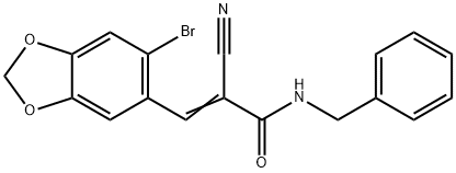 (E)-N-benzyl-3-(6-bromo-1,3-benzodioxol-5-yl)-2-cyanoprop-2-enamide Struktur