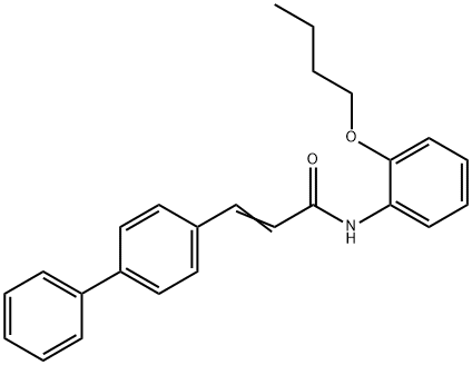 (E)-N-(2-butoxyphenyl)-3-(4-phenylphenyl)prop-2-enamide 化学構造式