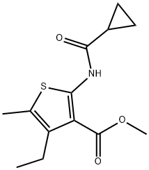 methyl 2-(cyclopropanecarbonylamino)-4-ethyl-5-methylthiophene-3-carboxylate 结构式