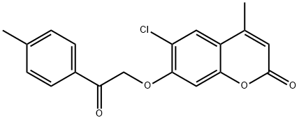 6-chloro-4-methyl-7-[2-(4-methylphenyl)-2-oxoethoxy]chromen-2-one Structure