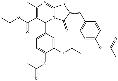 ethyl (2E)-5-(4-acetyloxy-3-ethoxyphenyl)-2-[(4-acetyloxyphenyl)methylidene]-7-methyl-3-oxo-5H-[1,3]thiazolo[3,2-a]pyrimidine-6-carboxylate Structure