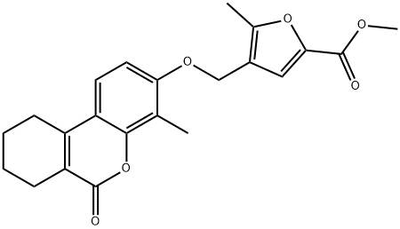 methyl 5-methyl-4-[(4-methyl-6-oxo-7,8,9,10-tetrahydrobenzo[c]chromen-3-yl)oxymethyl]furan-2-carboxylate Structure