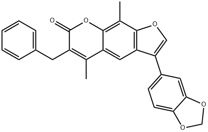 3-(1,3-benzodioxol-5-yl)-6-benzyl-5,9-dimethylfuro[3,2-g]chromen-7-one Structure